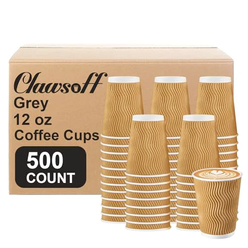 Artisan 500 Pack 12oz Insulated Disposable Paper Coffee Cups Champagne 500 Count High-Quality
