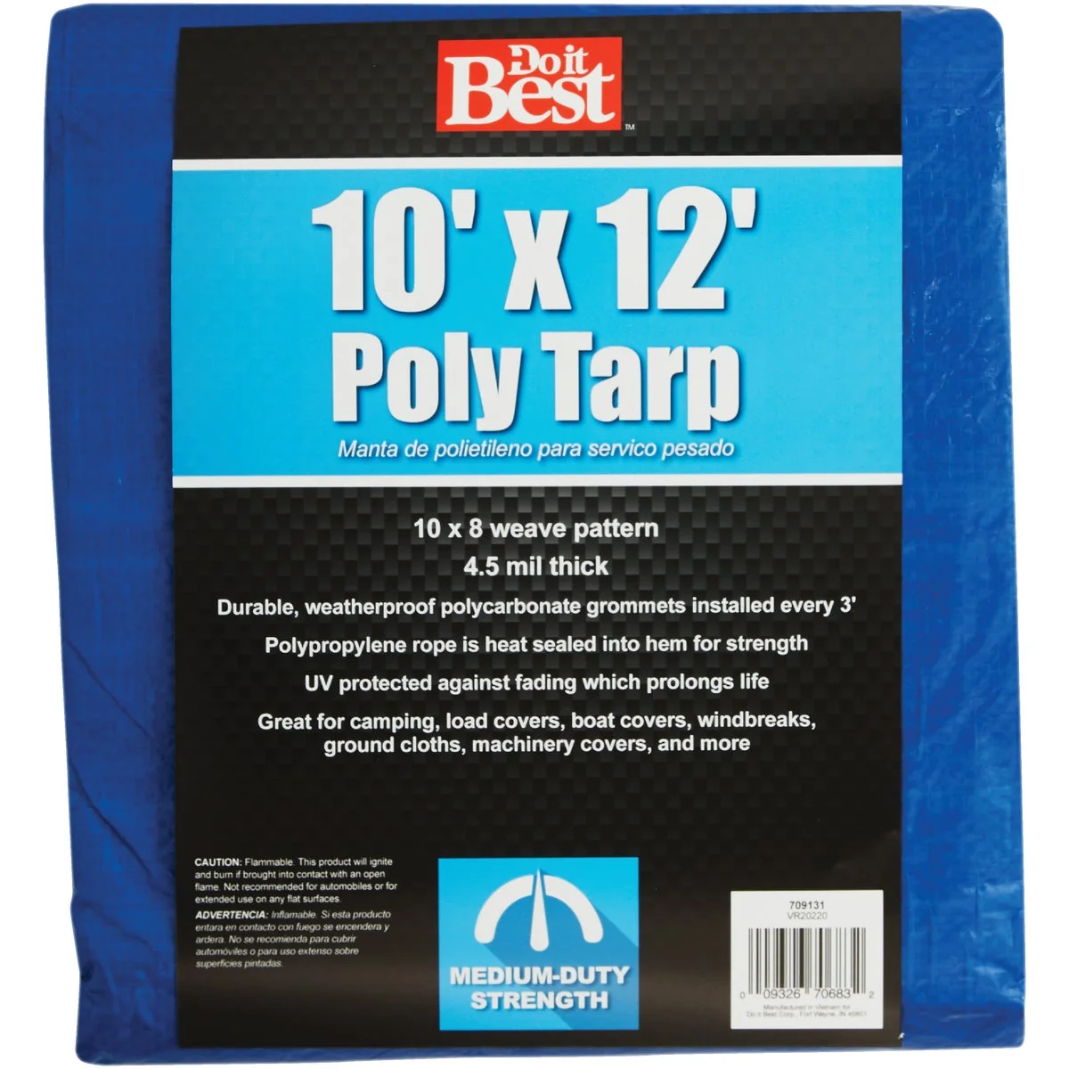 Healthy Do it Blue Woven 10 Ft. x 12 Ft. Medium Duty Poly Tarp Superior