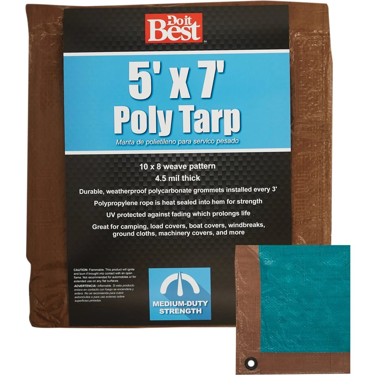 Trendy Do it 1 Side Green 1 Side Brown Woven 5 Ft. x 7 Ft. Medium Duty Poly Tarp Sophisticated