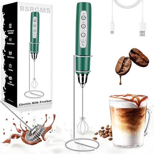 Practical Milk Frother Wand Rechargeable Handheld Whisk Coffee 3 Speed Adjustable Sustainable