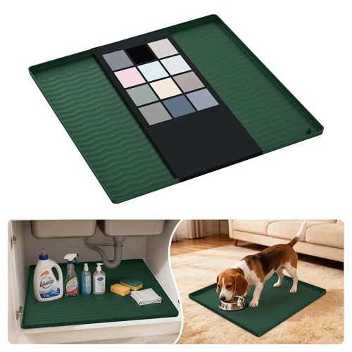 Comfortable Waterproof Silicone Under Sink Mat 19” x 19” Shelf Liner for Kitchen and Bathroom Exclusive