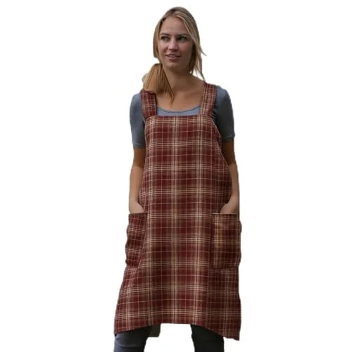 Consistent Women’s Pinafore Square Apron Baking Cooking Gardening Works Cross Back Cotton Quality