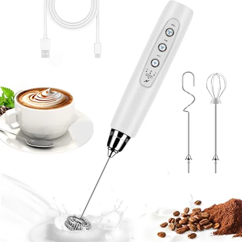 Pure Milk Frother Wand Rechargeable Handheld Whisk Coffee 3 Speed Adjustable Minimalist