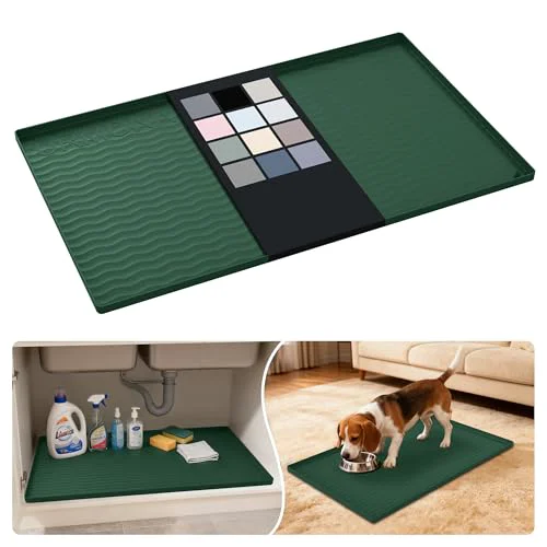 Smart Waterproof Silicone Under Sink Mat 31” x 19” Shelf Liner for Kitchen and Bathroom Convenient