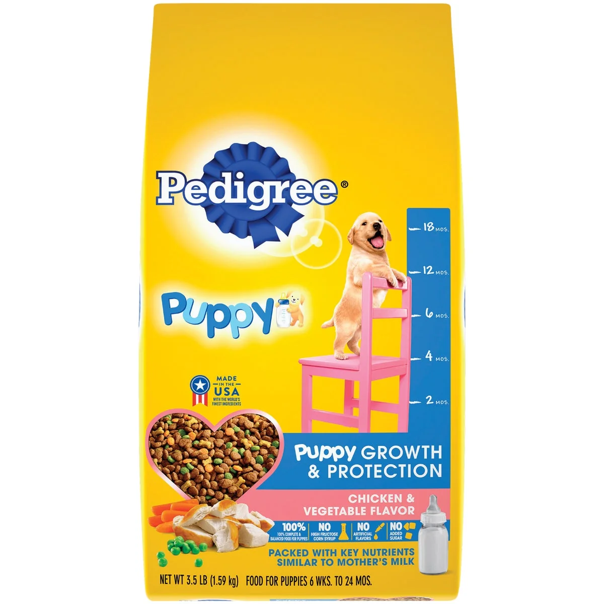 Reusable Pedigree Complete Nutrition 3.5 Lb. Roasted Chicken Rice Vegetable Dry Puppy Food Genuine