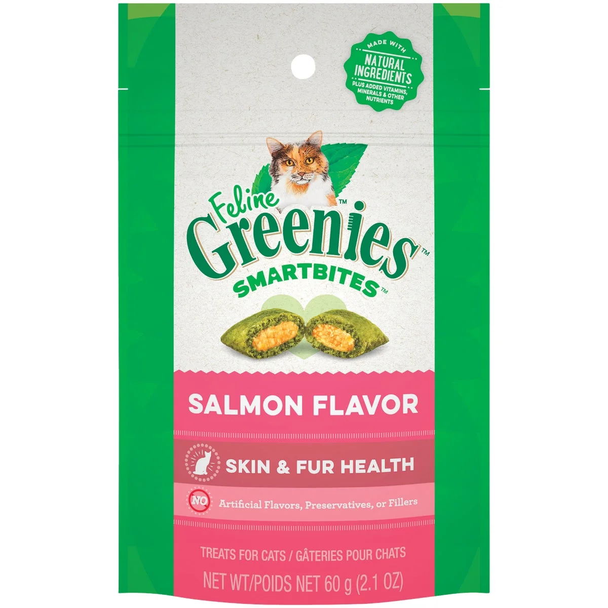 Prestigious Greenies SmartBites Salmon 2.1 Oz. Skin Fur Health Cat Treats Modern