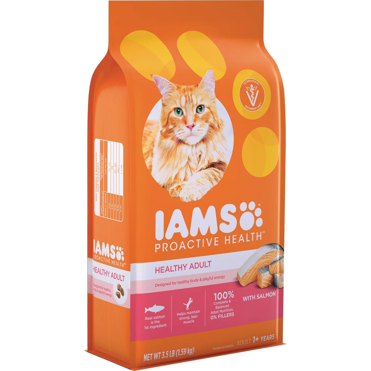 Easy-to-Use Iams Proactive Health 3.5 Lb. Salmon Tuna Flavor Adult Dry Cat Food Detailed