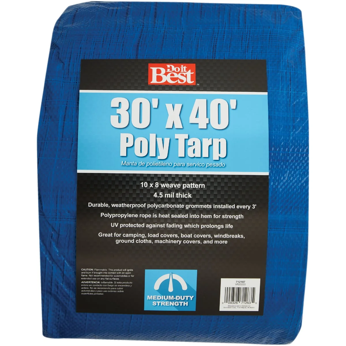 Reliable Do it Blue Woven 30 Ft. x 40 Ft. Medium Duty Poly Tarp World-Class