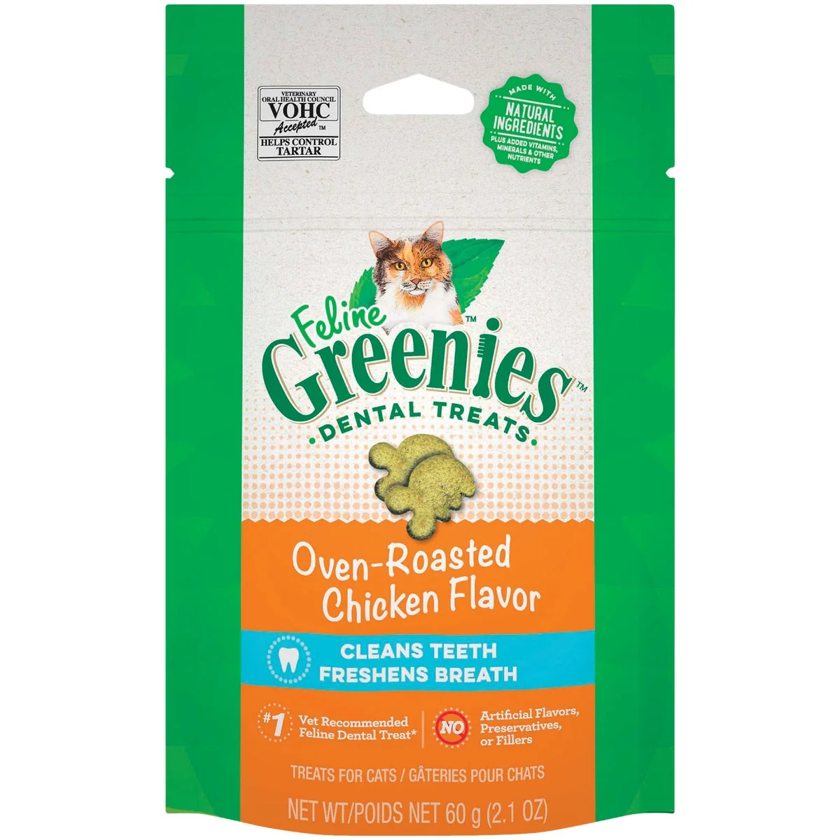 Stylish Greenies Oven-Roasted Chicken 2.1 Oz. Dental Cat Treats Professional
