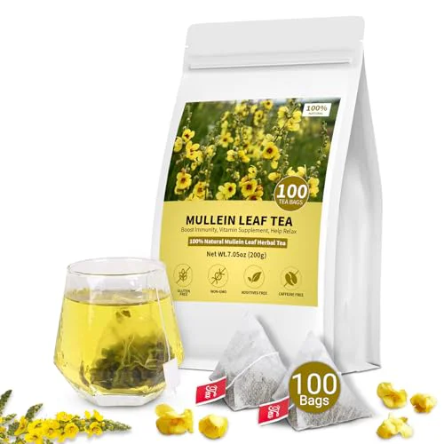 Enhanced Mullein Tea Bags for Lungs 100 Count First-Class