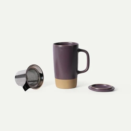 Convenient Ceramics Large Tea Mug with Loose Leaf Infuser and Ceramic Lid Superior