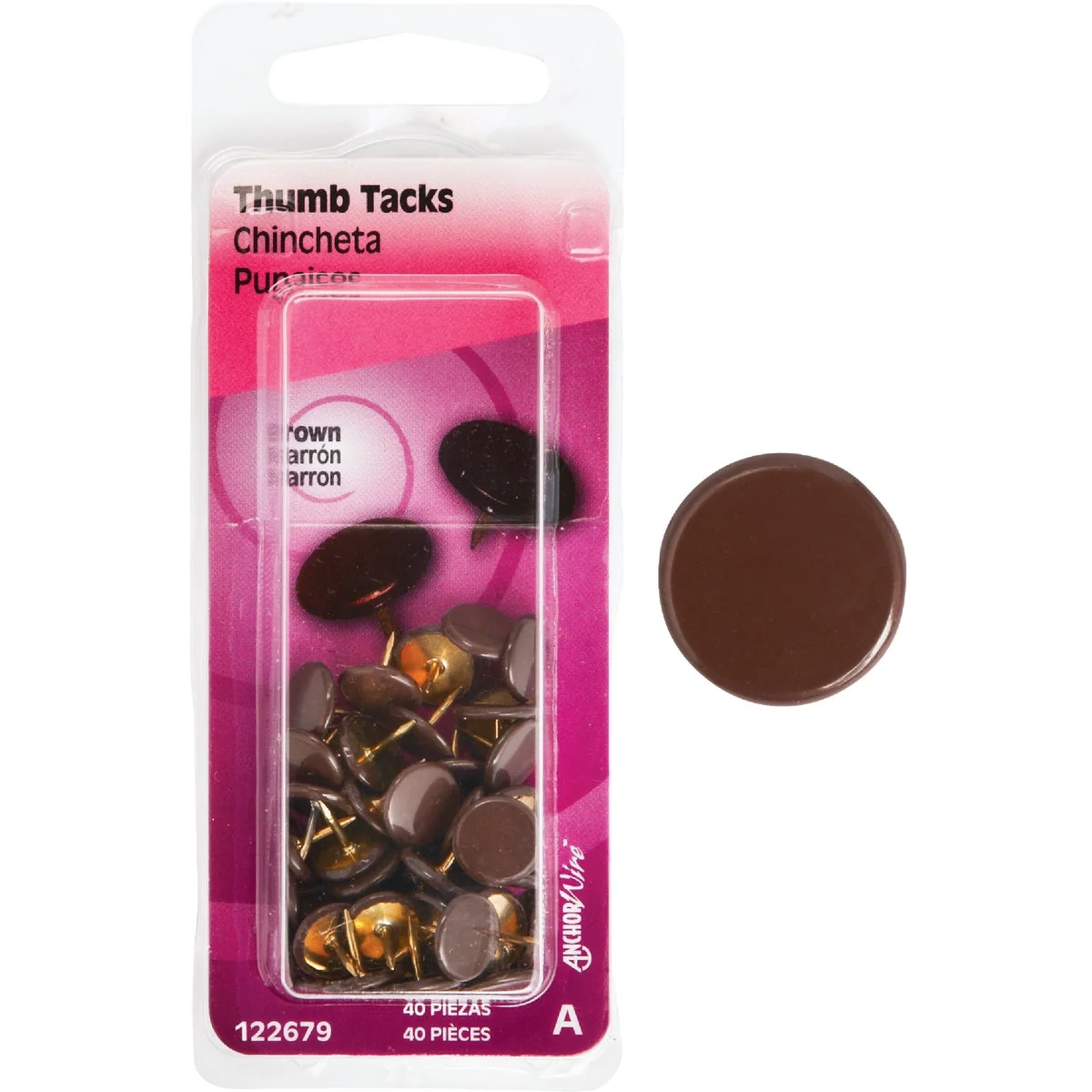 Clean Hillman Anchor Wire Brown 23 64 In. x 15 64 In. Thumb Tack 40 Ct. Expertly Made