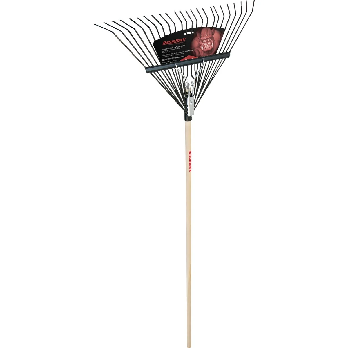 Casual Razor-Back 24 In. Wood Handle Steel Leaf Rake 24-Tine Powerful
