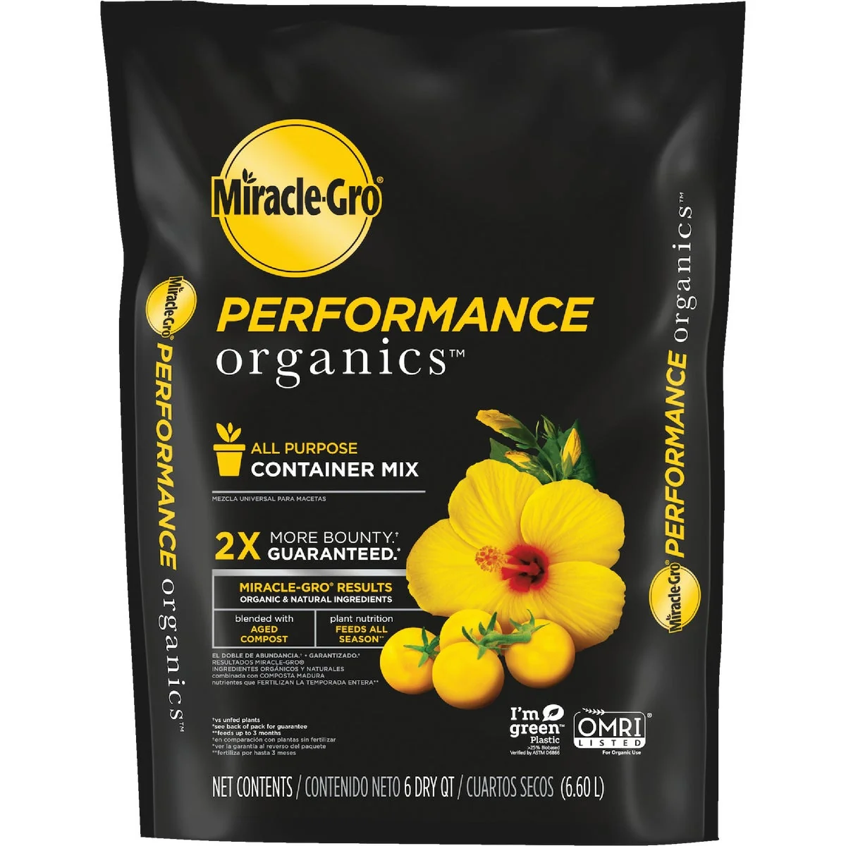 Optimized -Gro Performance Organics 6 Qt. 3 Lb. All Purpose Container Potting Soil Convenient