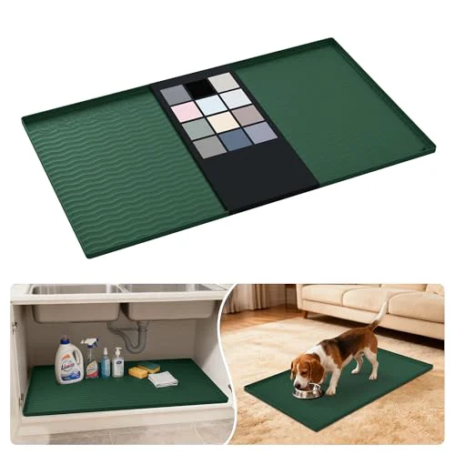 Specialty Waterproof Silicone Under Sink Mat 37” x 22” Shelf Liner for Kitchen and Bathroom Elegant