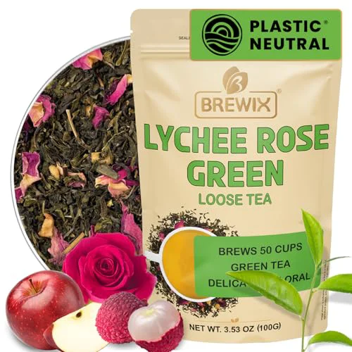 Durable Lychee Rose Green Tea Loose Leaf 3.53 Ounce Traditional