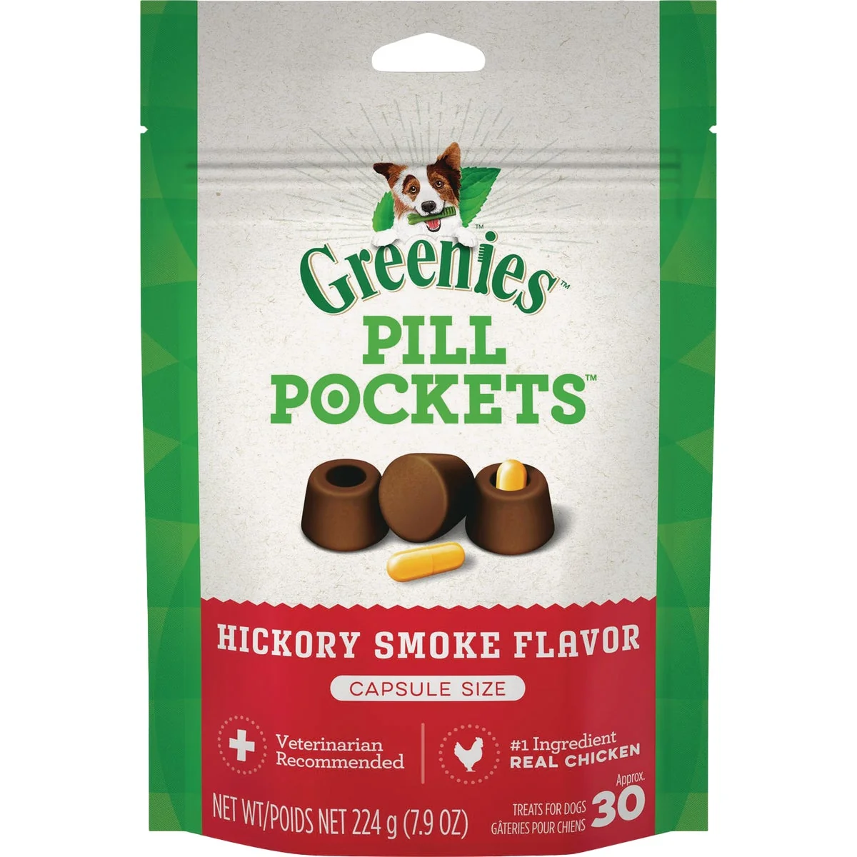 Durable Greenies Capsule Pill Pockets Hickory Smoke Flavor Chewy Dog Treat 30-Pack Responsible