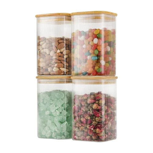 Certified 37oz 1.2Qt Square Glass Storage Containers with Lids 4 4 Count Exceptional
