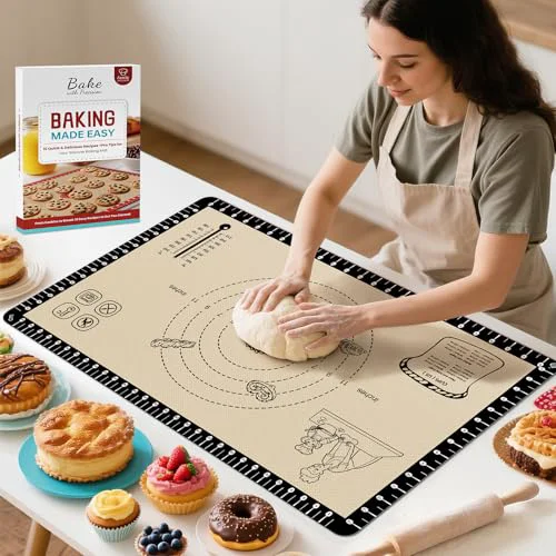 Innovative Extra Thick Silicone Baking Mat with 10 Easy Recipes Natural