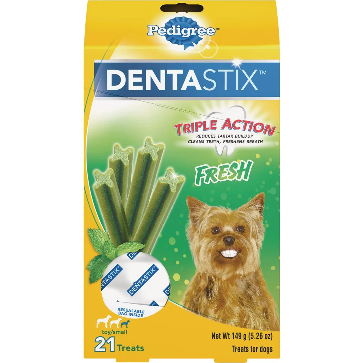 Fine Pedigree Dentastix Toy Dog Fresh Dental Dog Treat 21-Pack Next-Generation