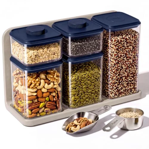 Certified Glass Airtight Food Storage Containers with Pop Lids 5 Count Detailed