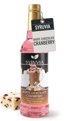 Eco-Friendly Coffee Syrup White Chocolate Cranberry Flavored Syrup for Drinks 25.4 Fl Oz Unique