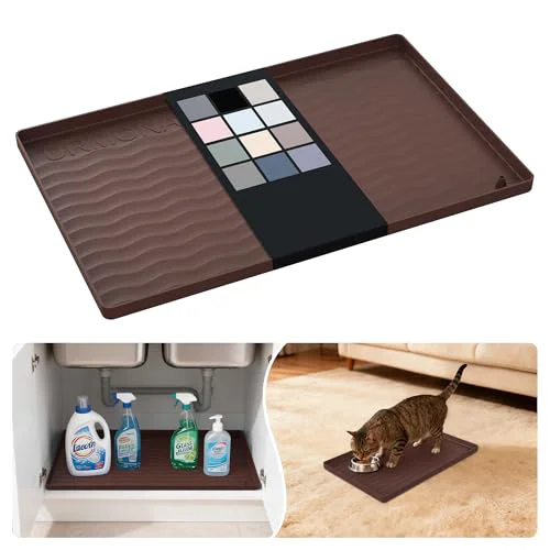 Fine Waterproof Silicone Under Sink Mat 16” x 10” Shelf Liner for Kitchen and Bathroom Modern