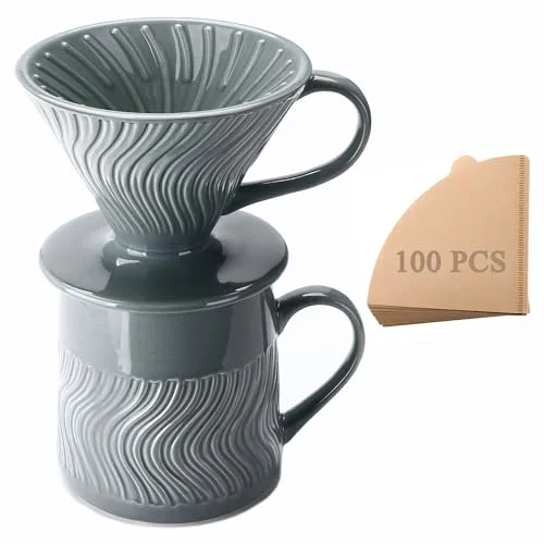 Green Pour Over Coffee Maker with 100 Sheets of Paper Filter Refined