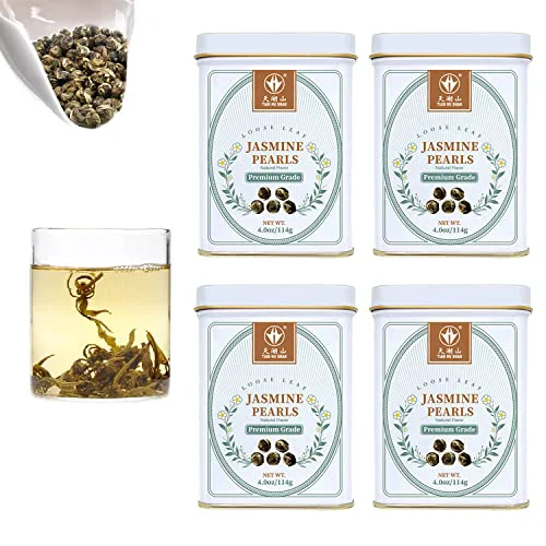 Advanced Jasmine Dragon Pearls Green Tea Loose Leaf 4oz 4tin 16 Ounce Smart