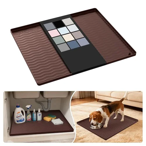 Elegant Waterproof Silicone Under Sink Mat 22” x 19” Shelf Liner for Kitchen and Bathroom Smart