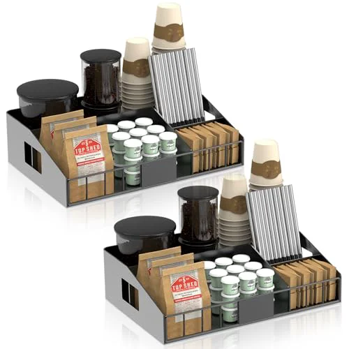 Top-Quality Metal Coffee Station Organizer for Countertop 2 Count Durable