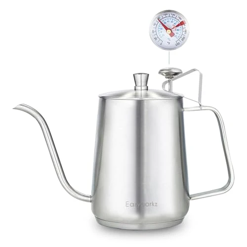 Fast Gooseneck Pour Over Coffee Kettle 30 fl oz with Thermometer Stainless Steel Hand Drip Coffee Pot With Long Narrow Spout Exclusive
