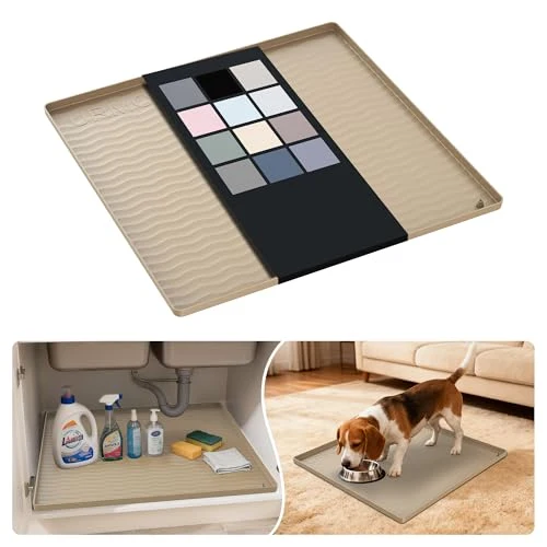 Modern Waterproof Silicone Under Sink Mat 19” x 19” Shelf Liner for Kitchen and Bathroom Eco-Friendly