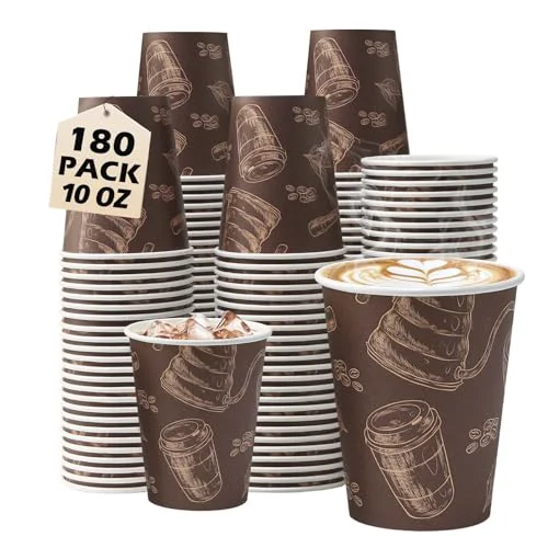World-Class 10 oz 180 Pack Disposable Paper Coffee Cups Hot 180 Count Next-Generation