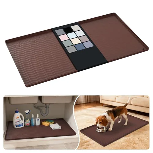 Excellent Waterproof Silicone Under Sink Mat 34” x 19” Shelf Liner for Kitchen and Bathroom Refined
