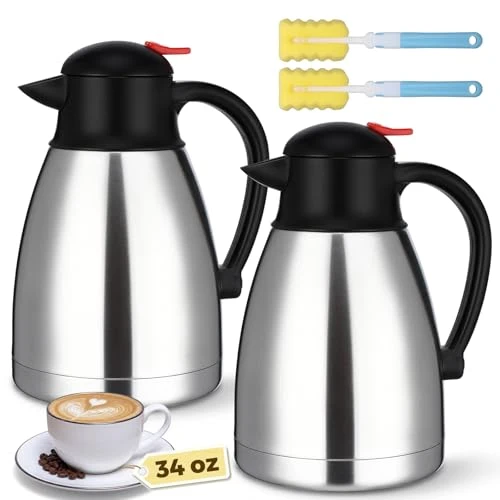 Prestigious 2 Pcs 34 oz Stainless Steel Thermal Coffee Carafe 2 Count Unique