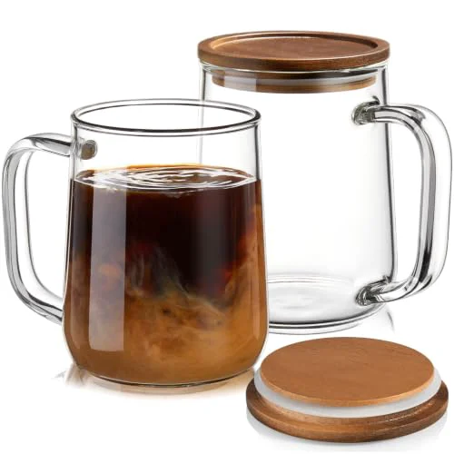 Fashionable Glass Coffee Mugs 2 Count Natural
