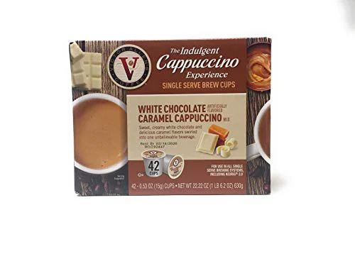 Top-Quality Victor Allen Indulgent White Chocolate Caramel Cappuccino Single Serve Cups 42 Count Traditional