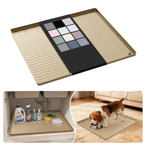 Unique Waterproof Silicone Under Sink Mat 22” x 19” Shelf Liner for Kitchen and Bathroom Classic