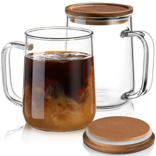 Long-Lasting Large Glass Coffee Mugs 2 Count Professional