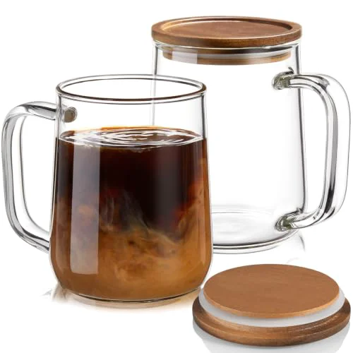 Recyclable Large Glass Coffee Mugs 2 Count Healthy