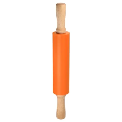 Next-Generation Silicone Rolling Pins for Baking 15 Inch Wooden Handle Non Stick Rolling Pin Small Roller Playdough Rolling Pins for Dough Pizza Pastry Fondant Kitchen High-Quality