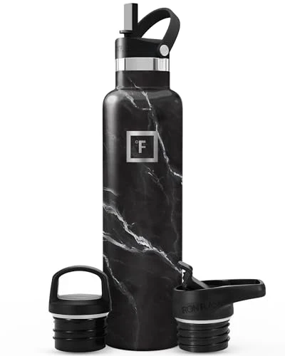 Optimized 24 oz Narrow Mouth Water Bottle with 3 Lids Fine Crafted
