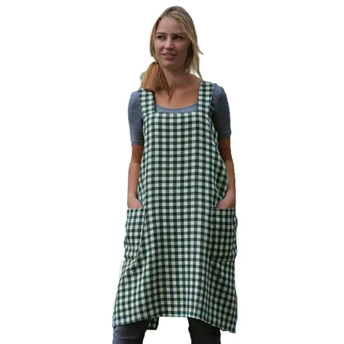 Soft Women’s Pinafore Square Apron Baking Cooking Gardening Works Cross Back Cotton World-Class