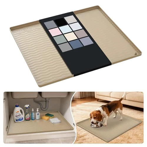 Safe Waterproof Silicone Under Sink Mat 25” x 22” Shelf Liner for Kitchen and Bathroom 550 sq inch Detailed