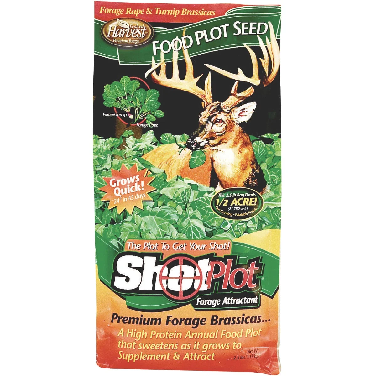 Certified Evolved Harvest Shot Plot 2-1 2 Lb. 1 2 Acre Forage Rape Turnip Brassicas Deer Forage Detailed