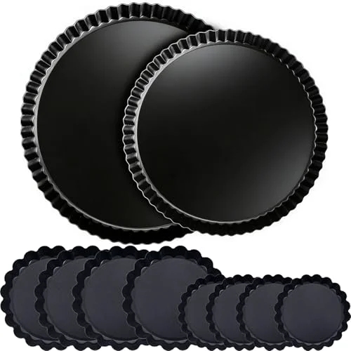 Effective Tart Pan Set 10 9 Inch Tart Pans with 5 4 Inch Mini Tart Pans Removable Bottom Verified