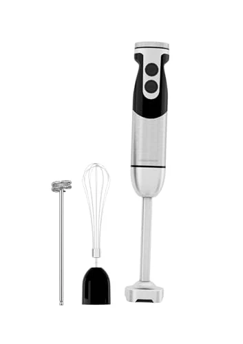 Smooth 3-in-1 Immersion Hand Blender Powerful MOTOR 12-Speed Stick Blender with Sturdy Titanium Plated Stainless Steel Blades High-End