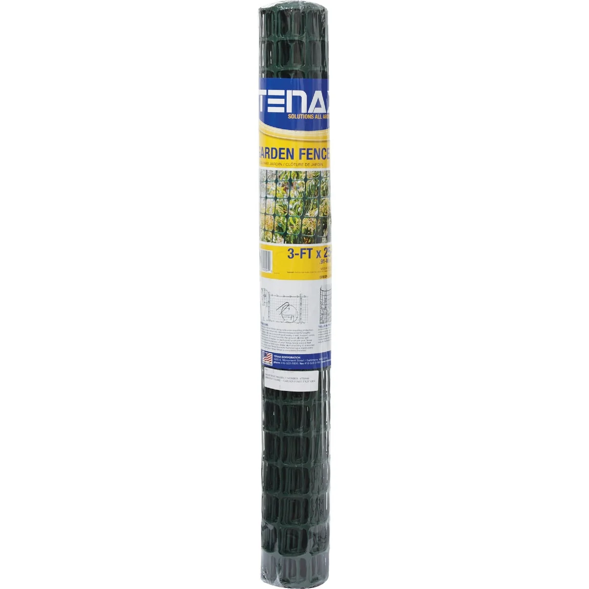 Environmentally Friendly Tenax 3 Ft. H. x 25 Ft. L. High-Density Polyethylene Garden Fence Green Durable