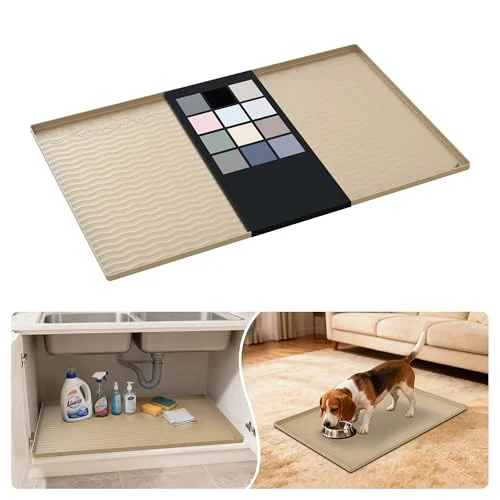 Casual Waterproof Silicone Under Sink Mat 34” x 22” Shelf Liner for Kitchen and Bathroom Stylish